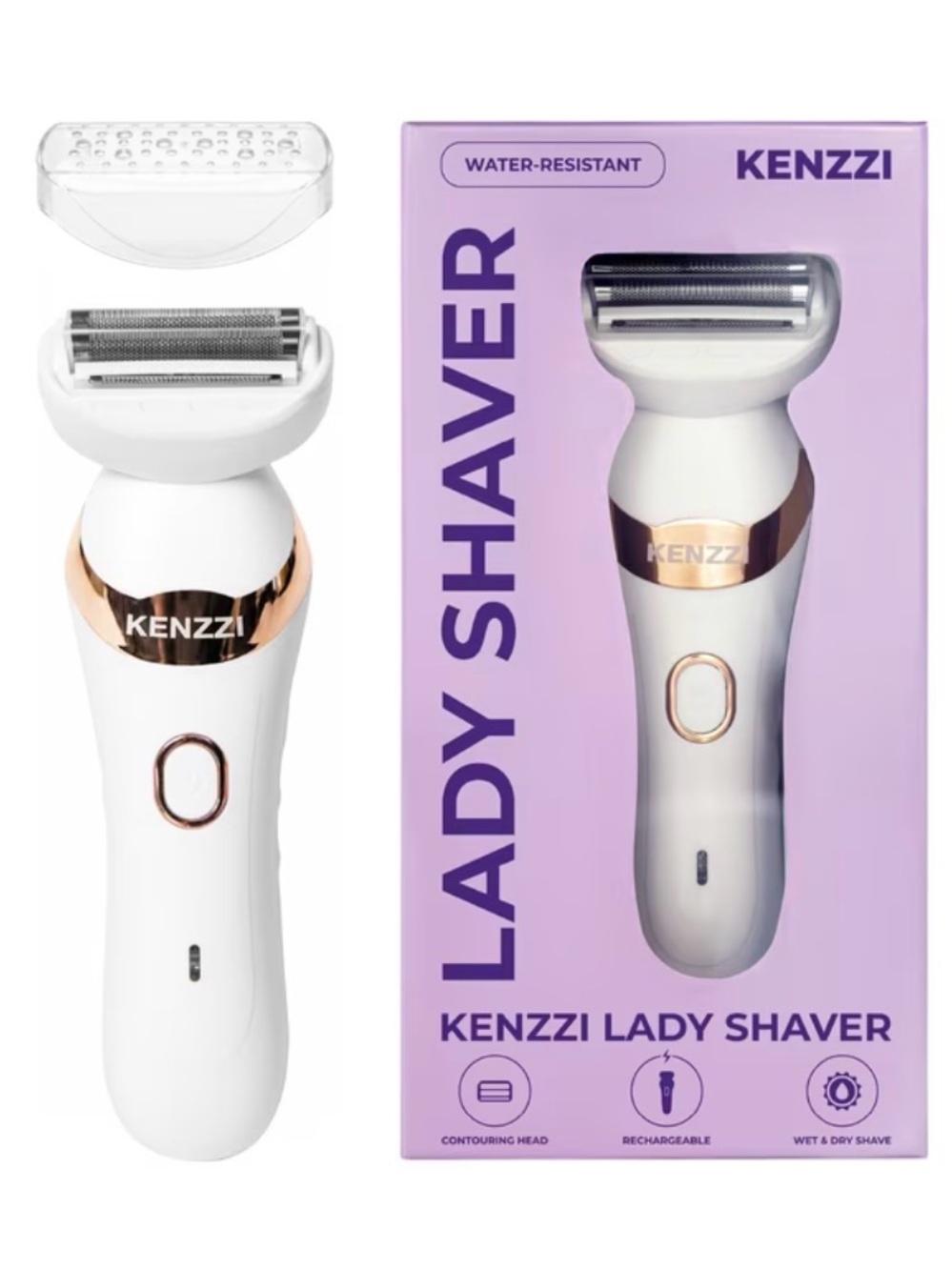 Kenzzi White & Rose Gold Lady Shaver - Rechargeable Wet/Dry
